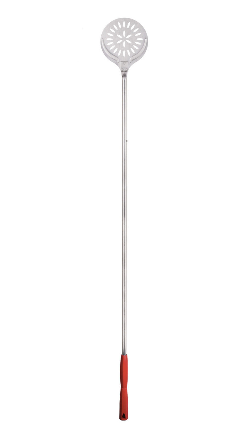 742F/21/150 - ROUND PIZZA SHOVEL PERFORATED SS -18/10- DIAM. 5.90" W/STEEL PLASTIC SLIDING HANDLE 59.05"