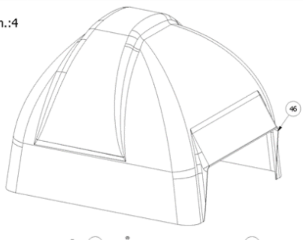 Technical drawing of a dome structure with labeled parts on a white background