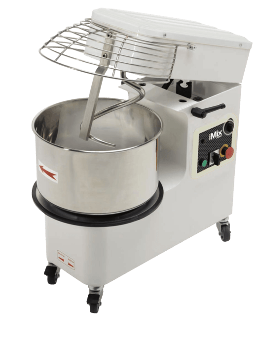 iMR44/2 Spiral Mixer 97 lbs dough. 66 lbs of flour. 52qts bowl. raising head and removed bowl. 220/60/3 - 2 Speeds. ETL. NSF - AMPTO