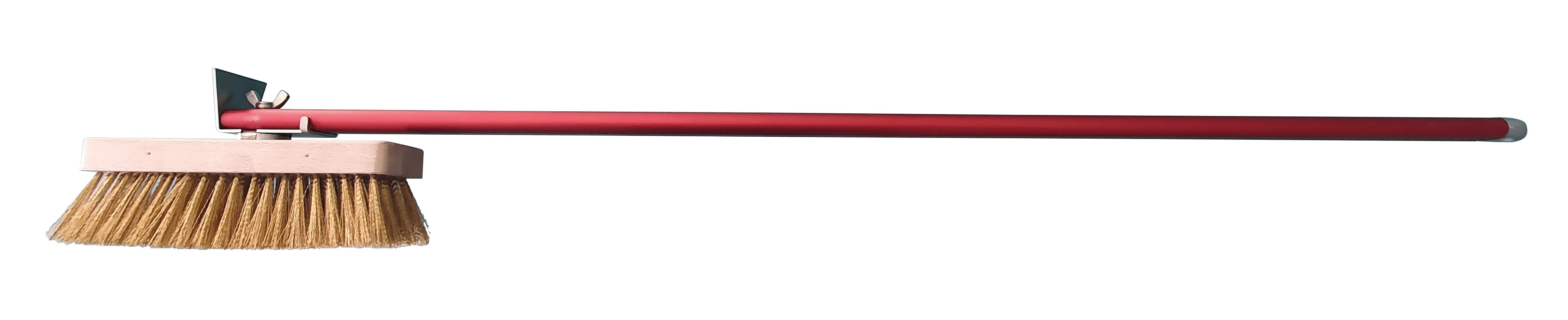AL-RA2467/18  - Brass Pizza oven brush, (W)7" , 59" anodized red aluminum, Made in Italy