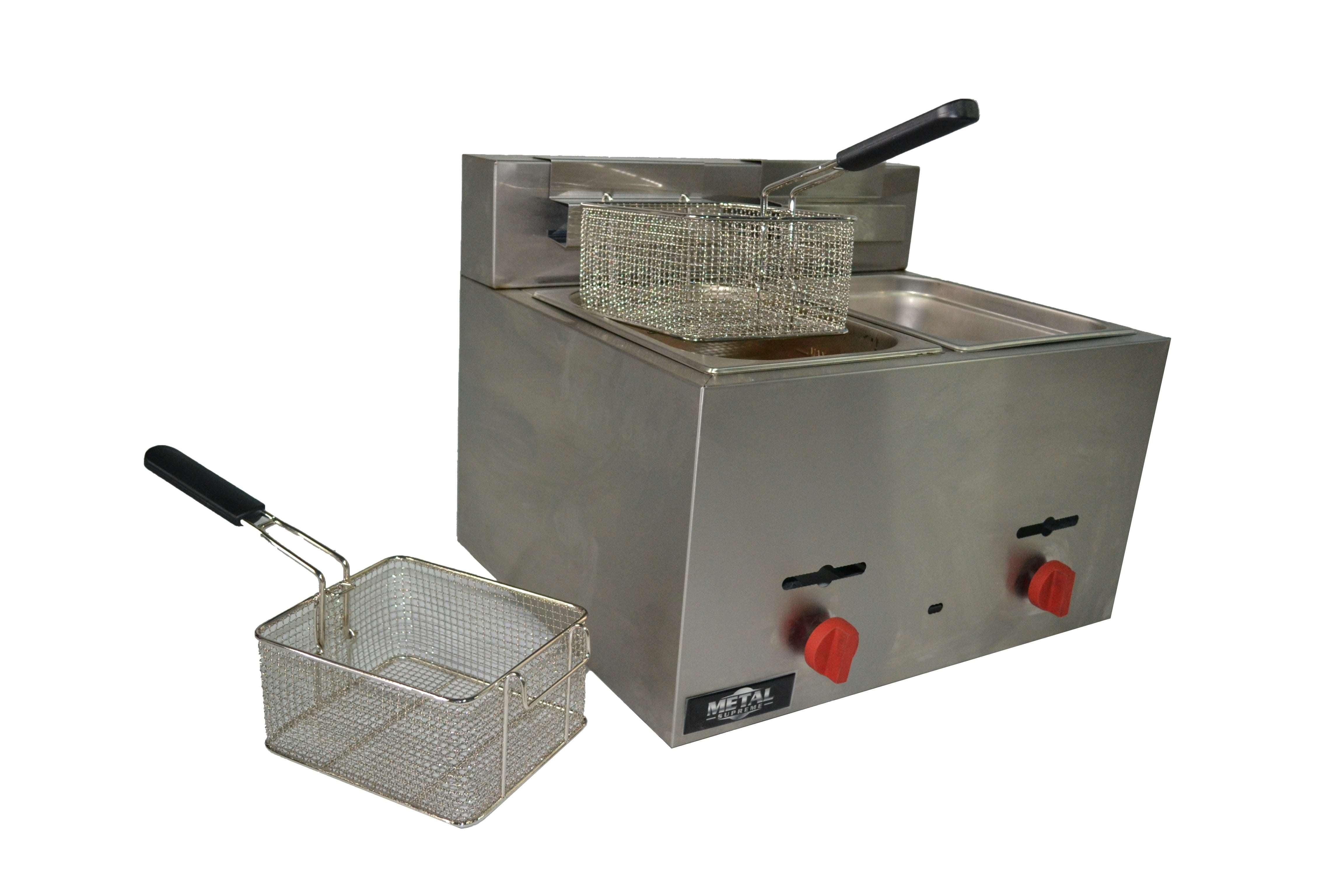 F2BGVE Gas Countertop fryer 2 Baskets - 9 Liters ea.