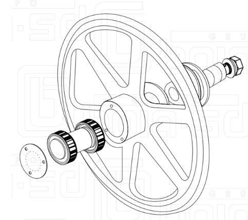 RBOI-014 Upper wheel with axis - Volante Superior con eje - AMPTO