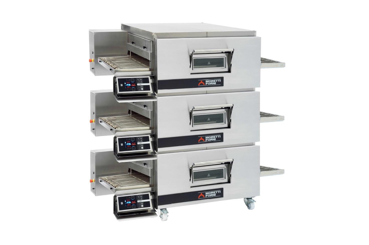 TT98E3 Electric Conveyor Pizza Oven TT98E 44'' x 32'' x 3'' Chamber 3 Deck. - AMPTO